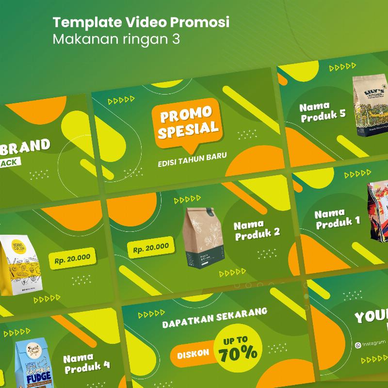 3 Template Video Promosi Makanan Ringan + GRATIS Berlangganan Utas 1 Tahun