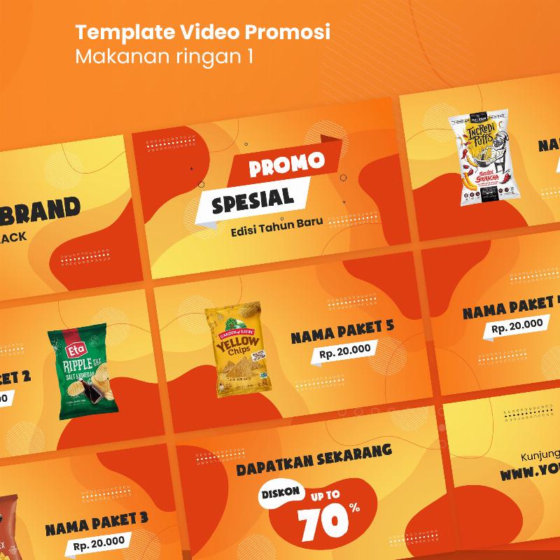 3 Template Video Promosi Makanan Ringan + GRATIS Berlangganan Utas 1 Tahun