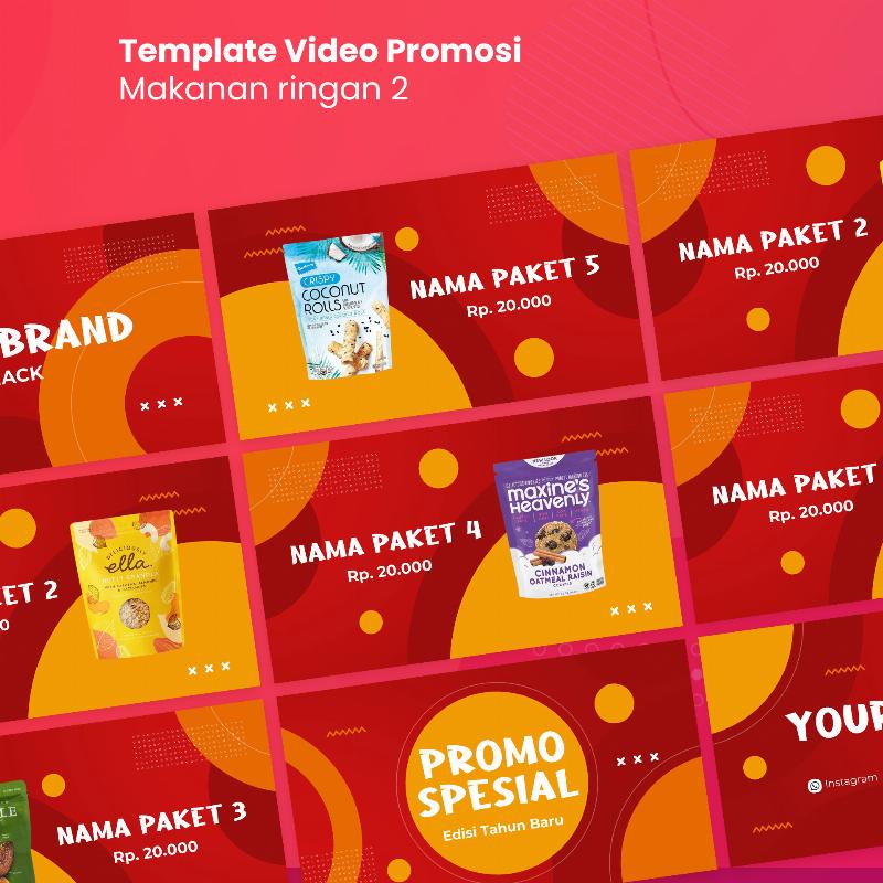 3 Template Video Promosi Makanan Ringan + GRATIS Berlangganan Utas 1 Tahun