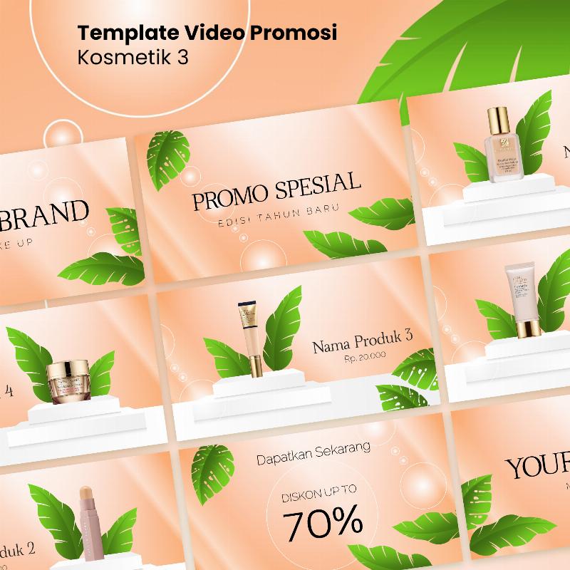 3 Template Video Promosi Kosmetik + GRATIS Berlangganan Utas 1 Tahun