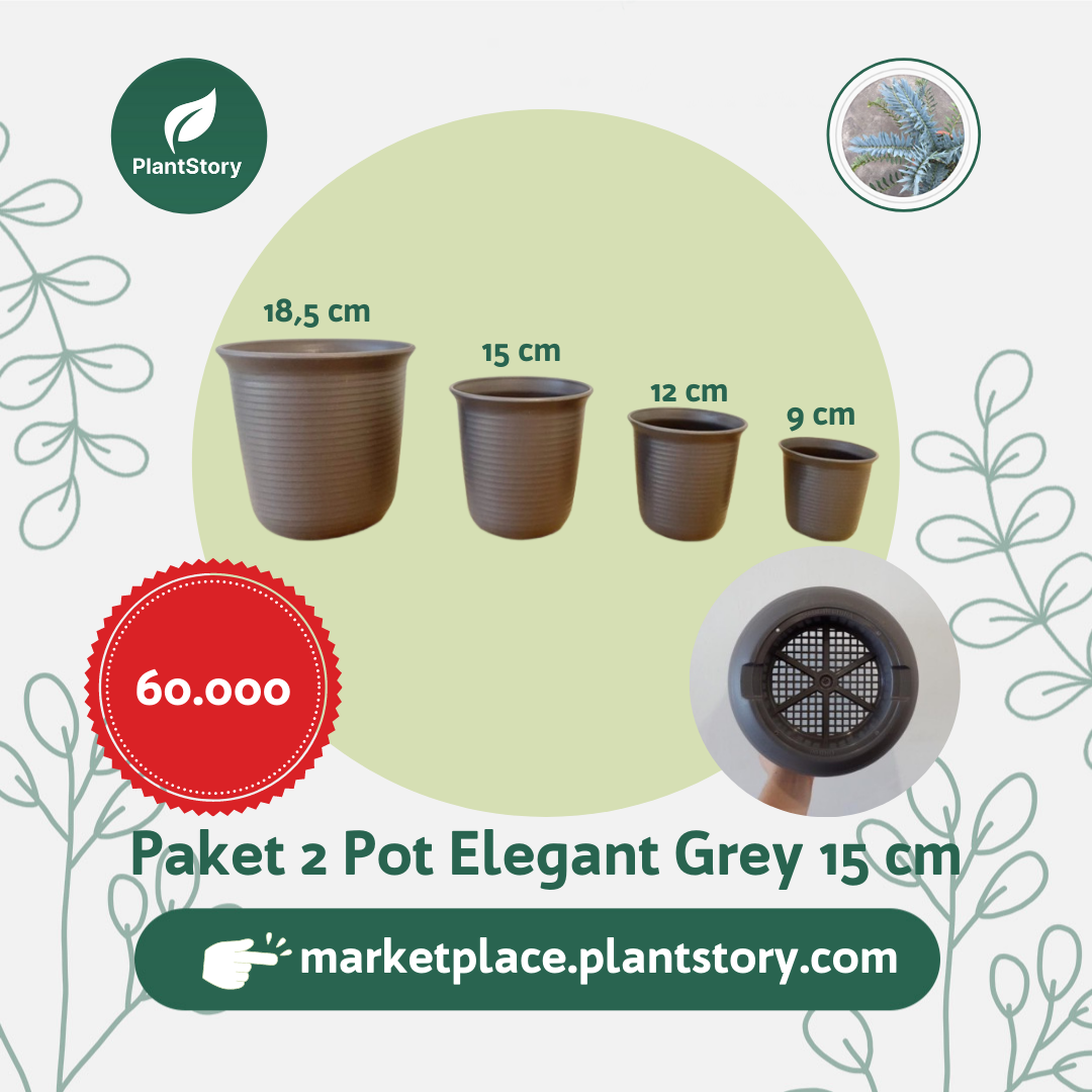 Paket 2 Pot Elegan Grey 15 cm