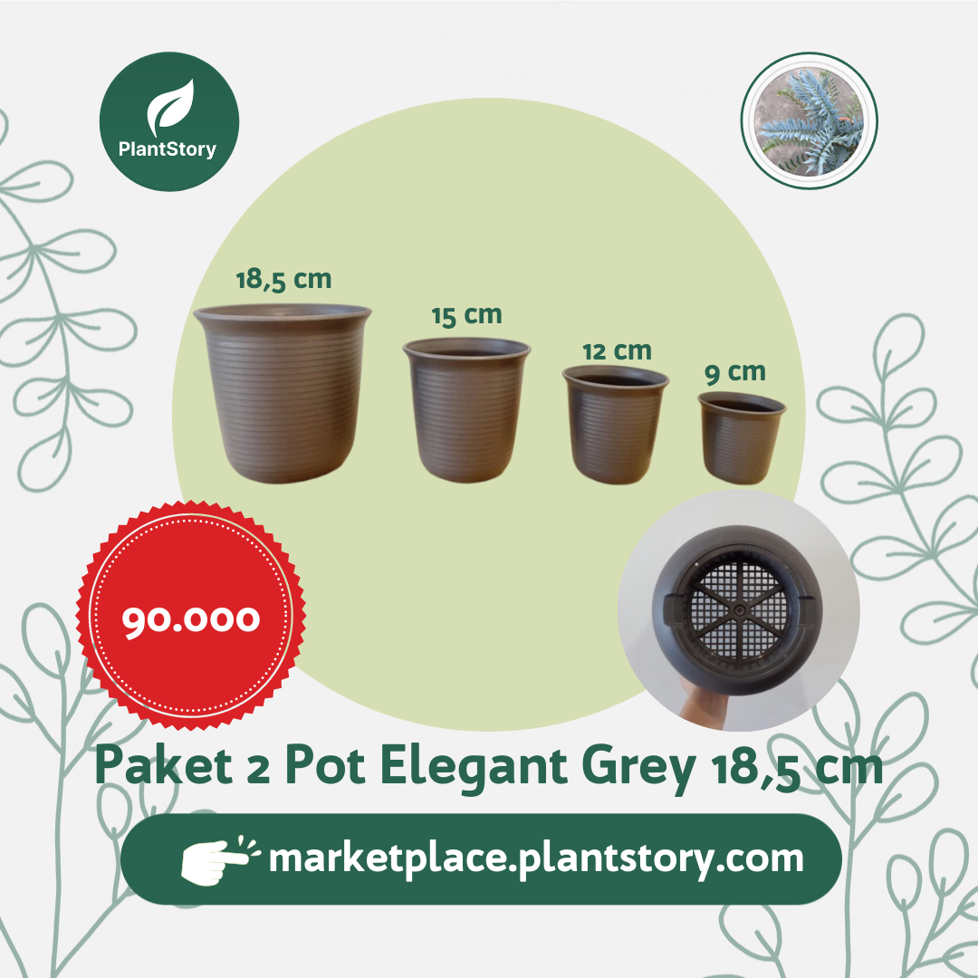 Paket 2 Pot Elegan Grey 18 cm