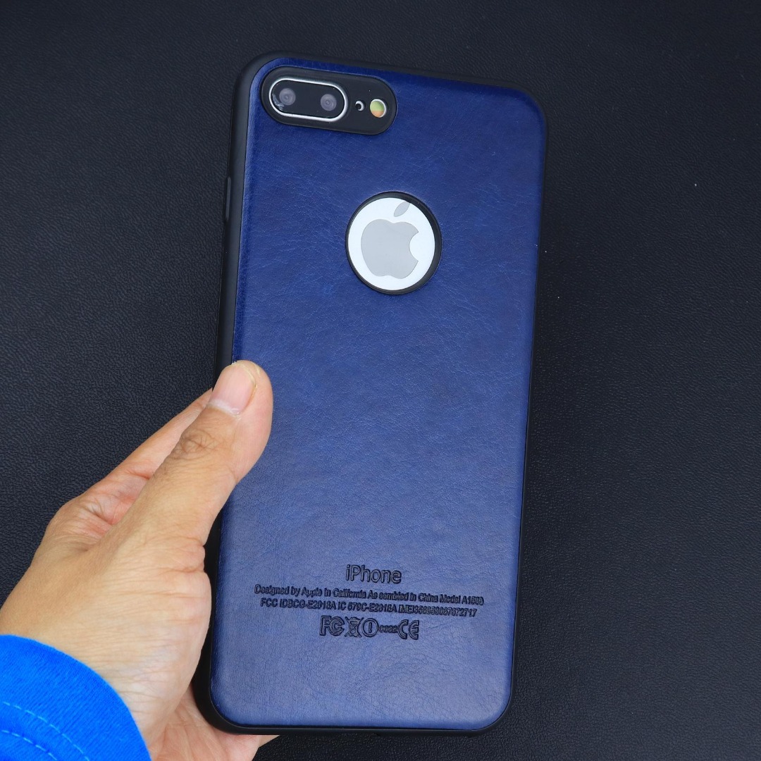 Soft Case Kulit Iphone 7 PLUS Model Logo Bolong Premium