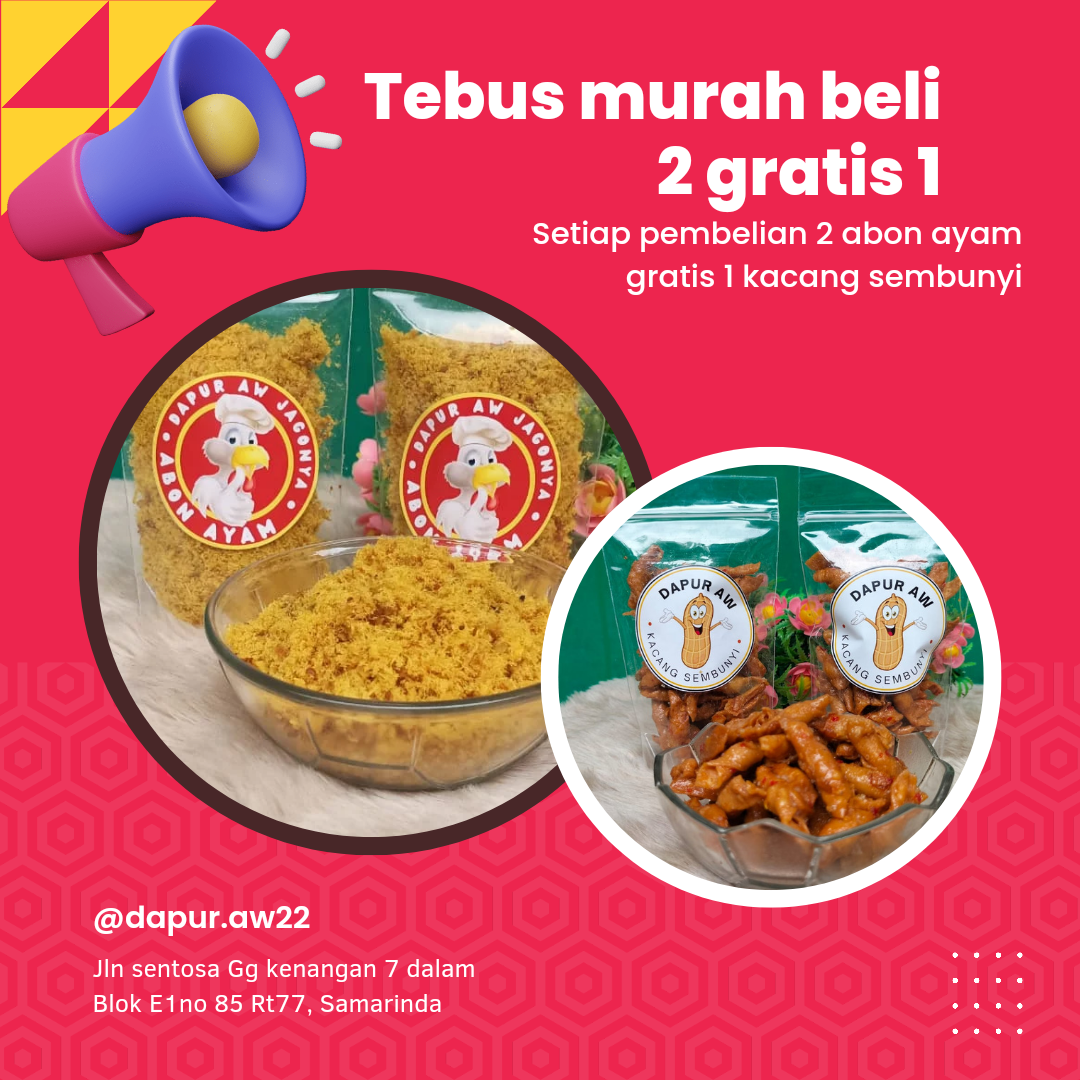 Beli 2 bungkus abon ayam original gratis 1 bungkus kacang sembunyi