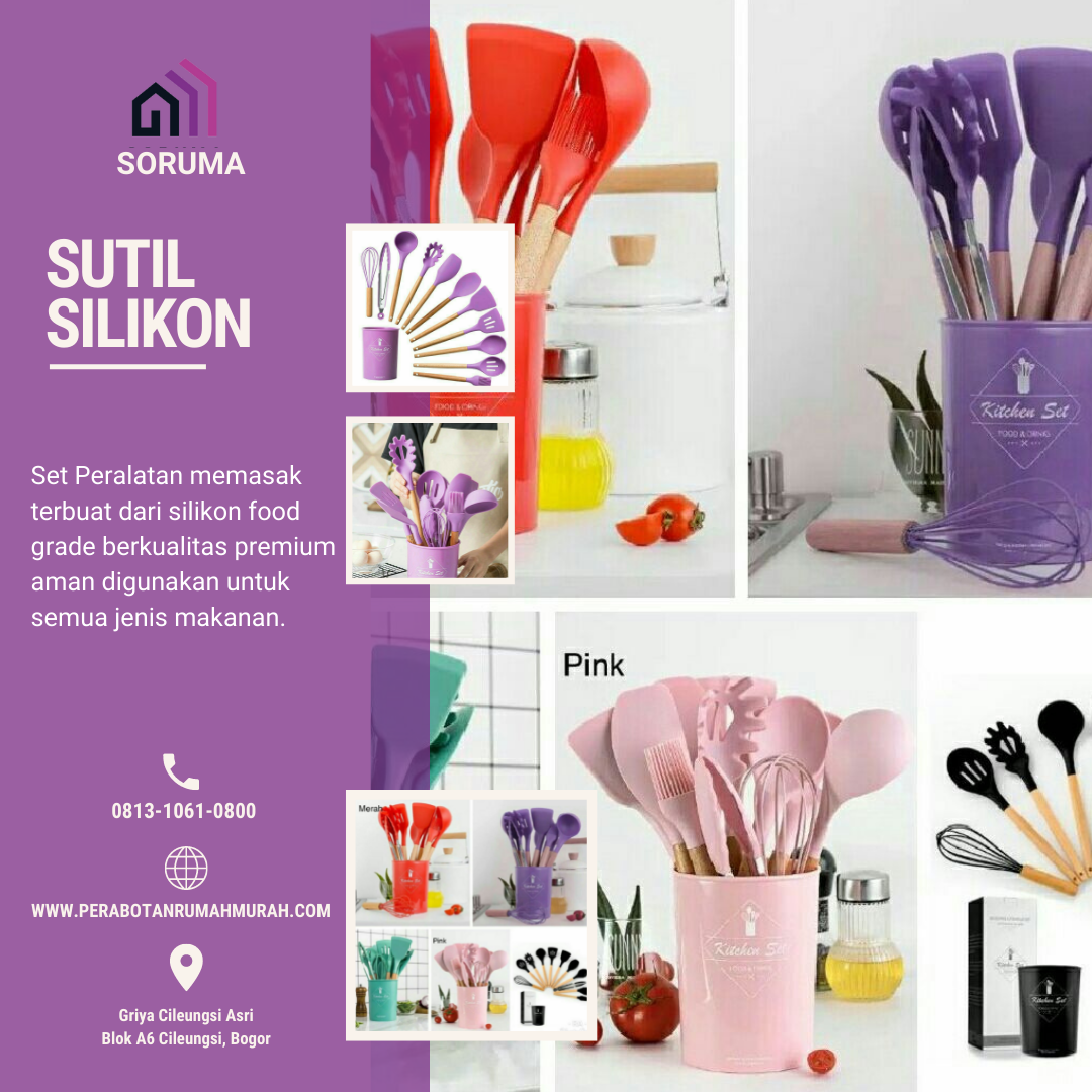 Original Set Spatula Silikon Gagang Kayu