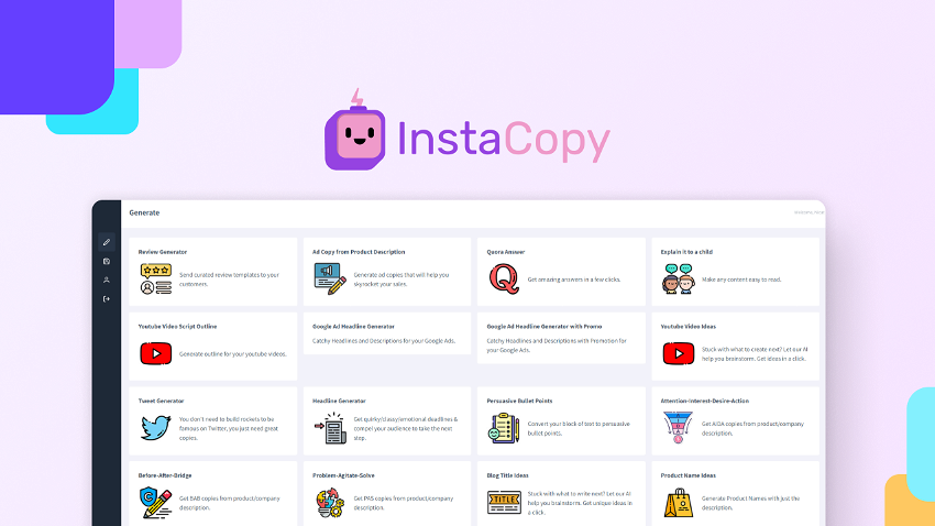 Powered by AI, InstaCopy is a tool that lets writers and marketers generate content instantly