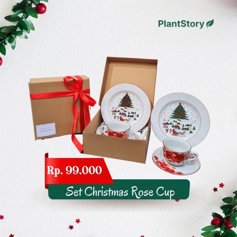 Set Christmas Rose Cup - Hampers Natal