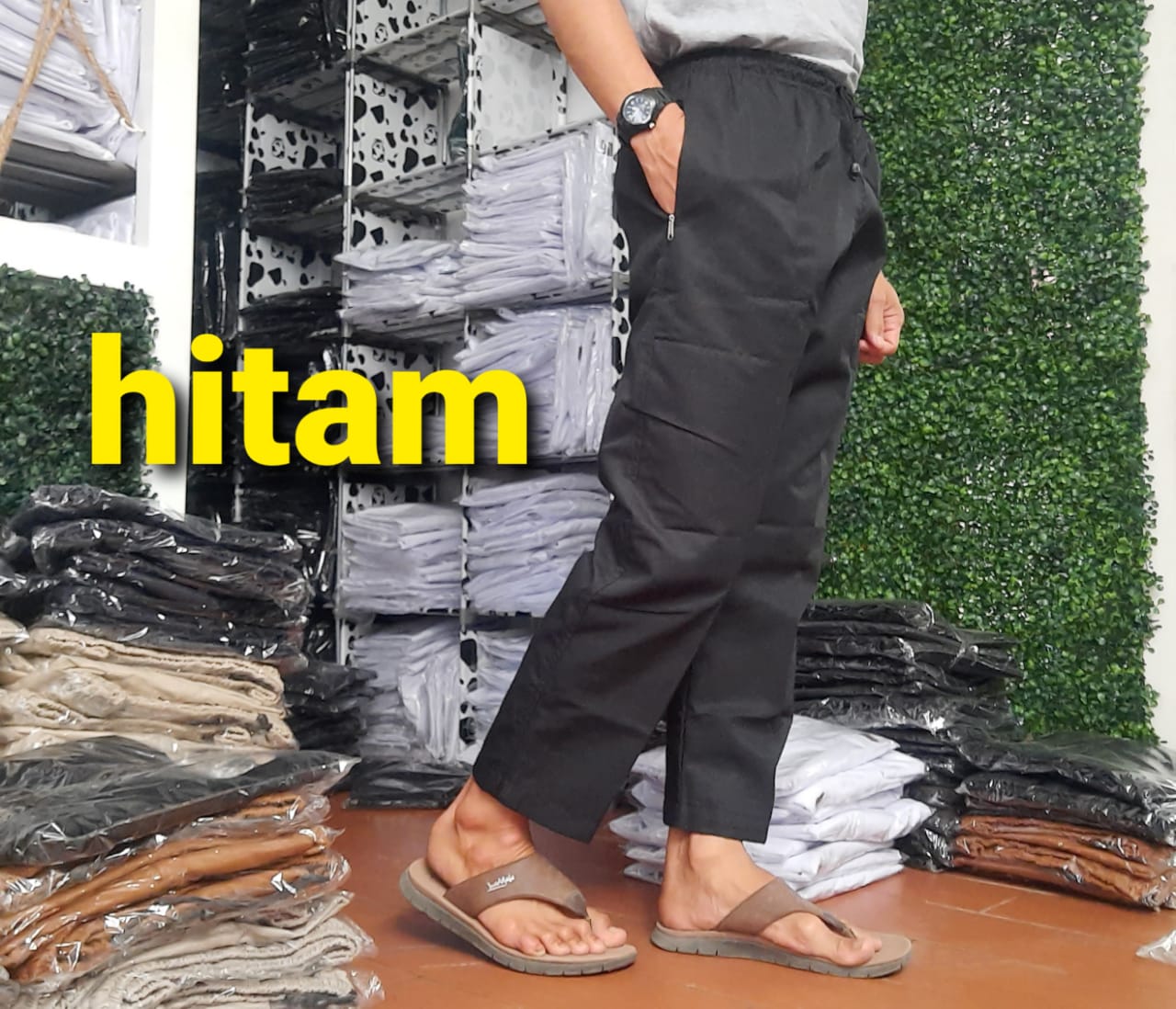 Celana Panjang Muslim - Celana Sirwal Bahan Drill Lembut untuk Pria Dewasa