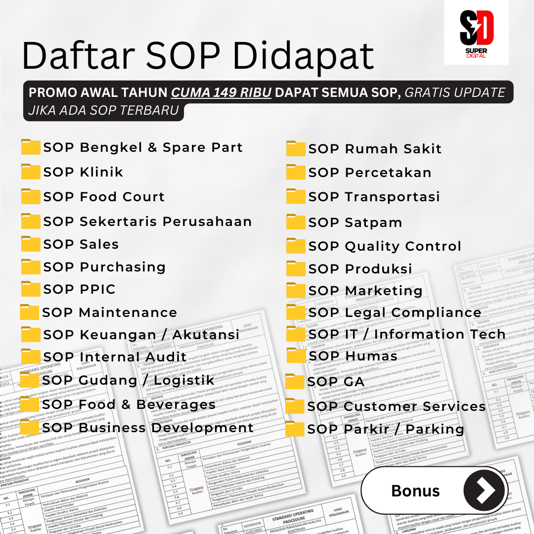 200+ SOP Perusahaan Super Lengkap 2024