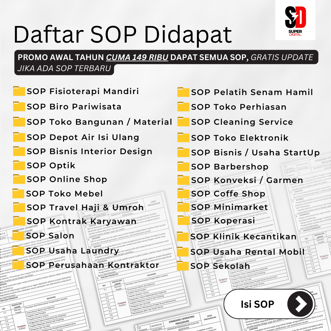 200+ SOP Perusahaan Super Lengkap 2024