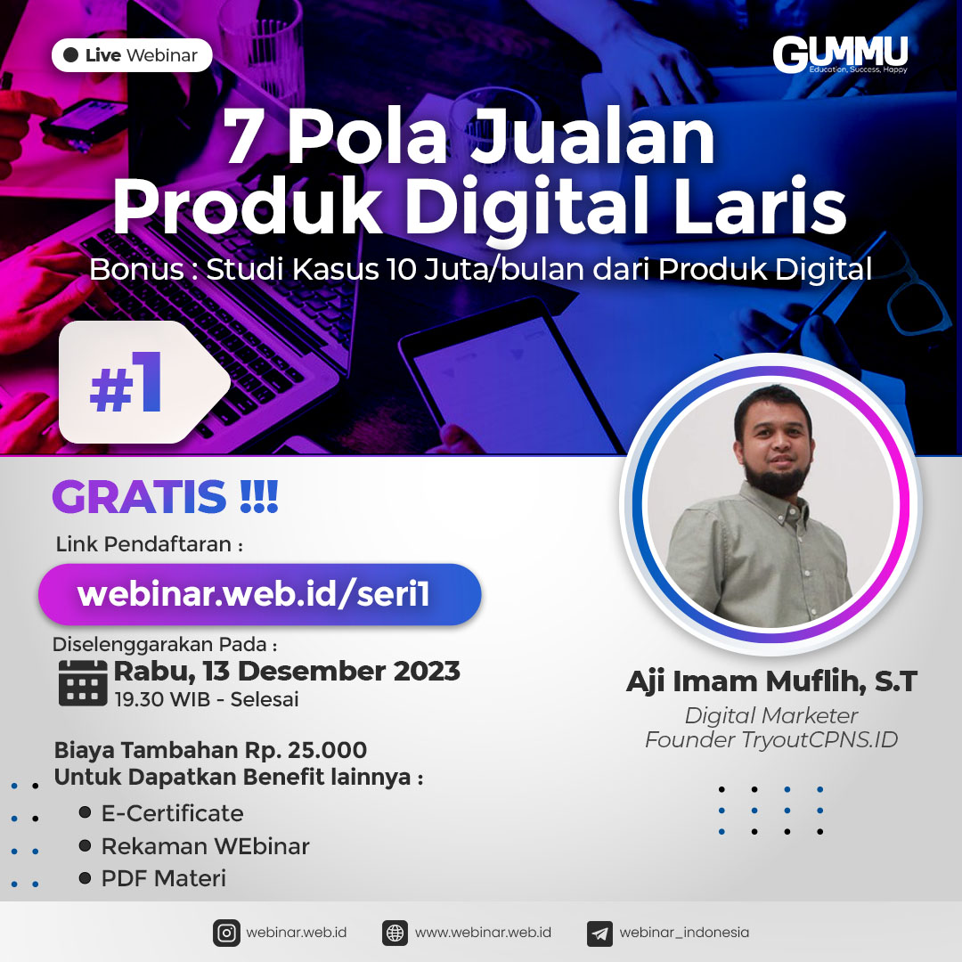 7 Pola Jualan Produk Digital Laris (LIVE WEBINAR)