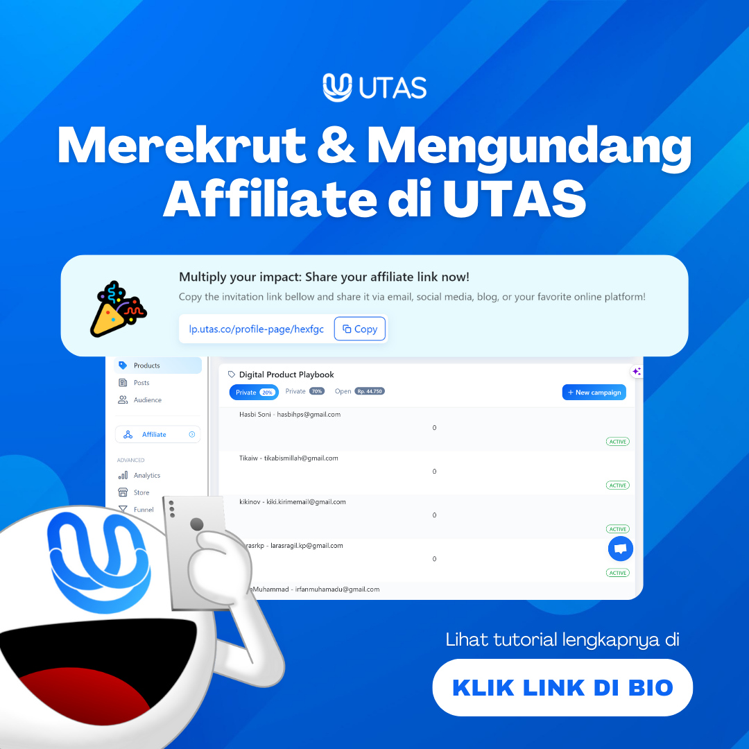 Merekrut & mengundang affiliate marketer menggunakan UTAS.