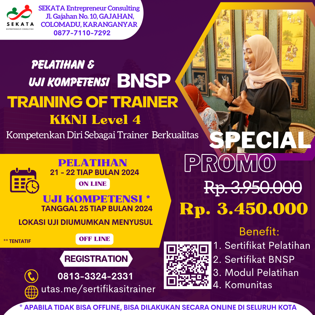 Pelatihan & Sertifikasi Trainer KKNI Level 4 BNSP RI 