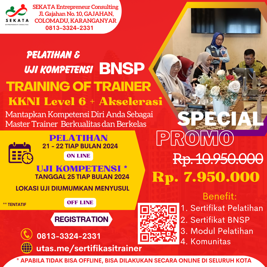 Akselerasi Sertifikasi Master Trainer KKNI Level 6 BNSP RI 