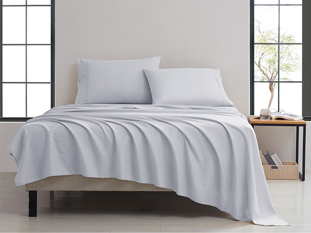 4-Piece Kathy Ireland Twill Weave Luxury Sheet Set (Silver/King) for $38