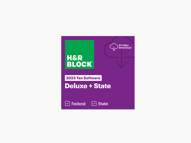H&R Block Tax Software Deluxe Federal + State 2023 (PC/Mac Download) for $34