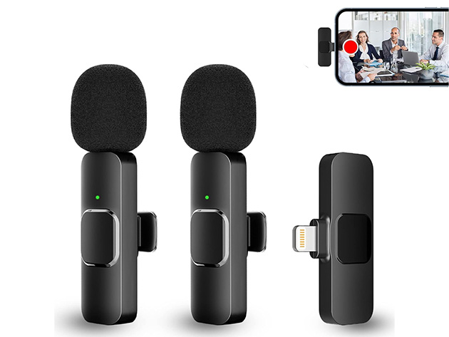 Wireless Clip-On Microphones for Phones, Tablets, and More! (2-Pack) for $23
