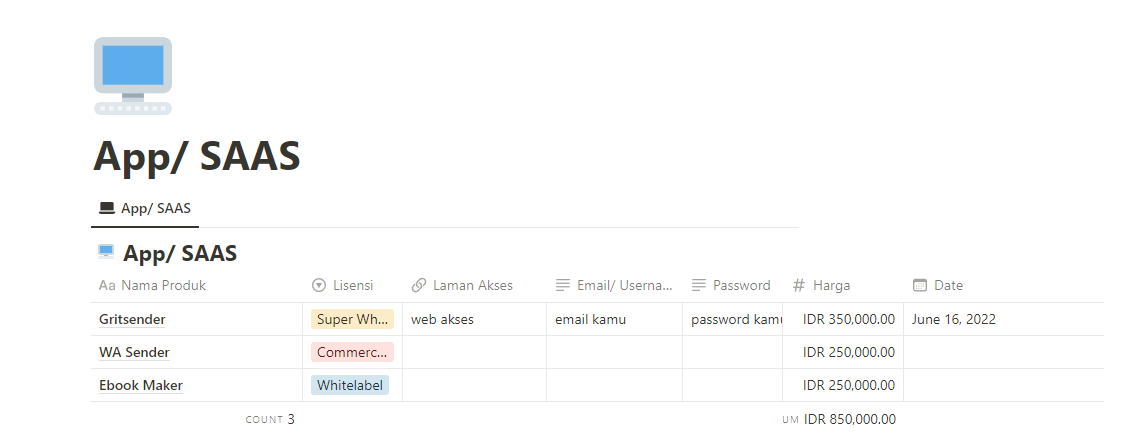 Database Management By Notion Lisensi Personal